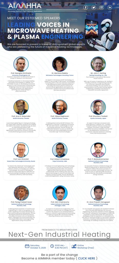 FROM BASICS TO BREAKTHROUGHS “Next-Gen Industrial Heating”A Global Workshop on Microwave, High-Frequency & Plasma Engineering