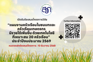 สวก. เปิดรับข้อเสนอโครงการวิจัย Selected Topic “แผนงานครัวเรือนในชนบทและครัวเรือนเกษตรกร มีรายได้เพิ่มขึ้น ด้วยเทคโนโลยีที่เหมาะสม 20 ครัวเรือน” ประจำปีงบประมาณ 2569
