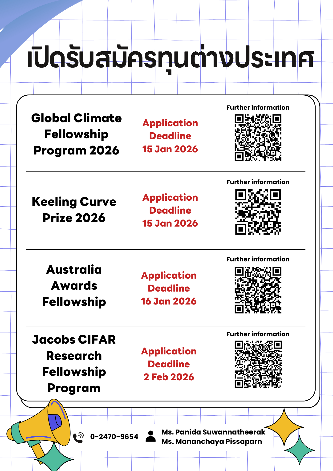 Four international research grants for 2026 are now open