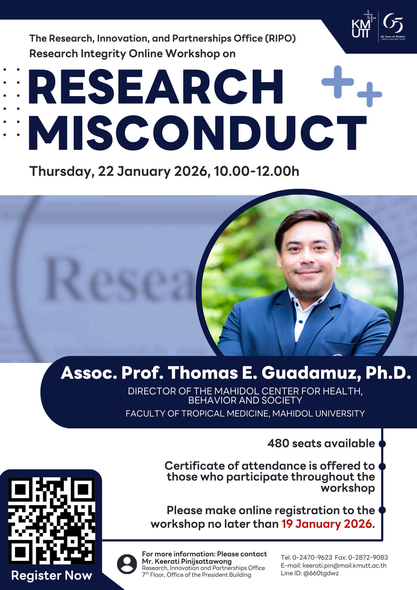 Invitation to Research Integrity Workshop: “Research Misconduct” (January 22, 2026)