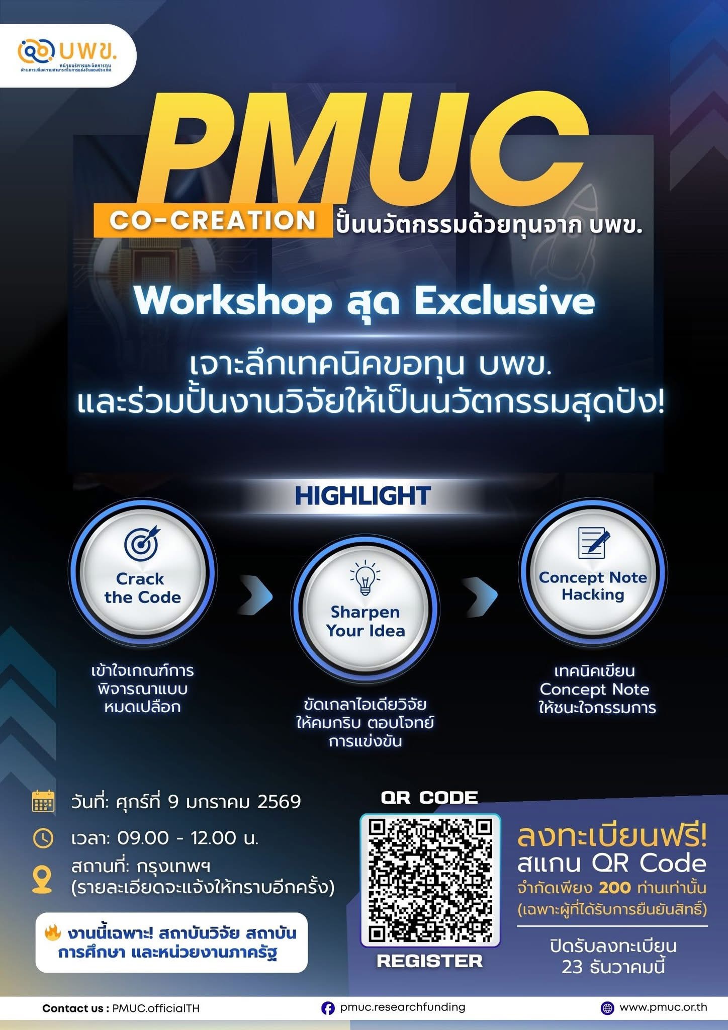 บพข. ขอเชิญเข้าร่วม Workshop “PMUC Co-Creation #2”