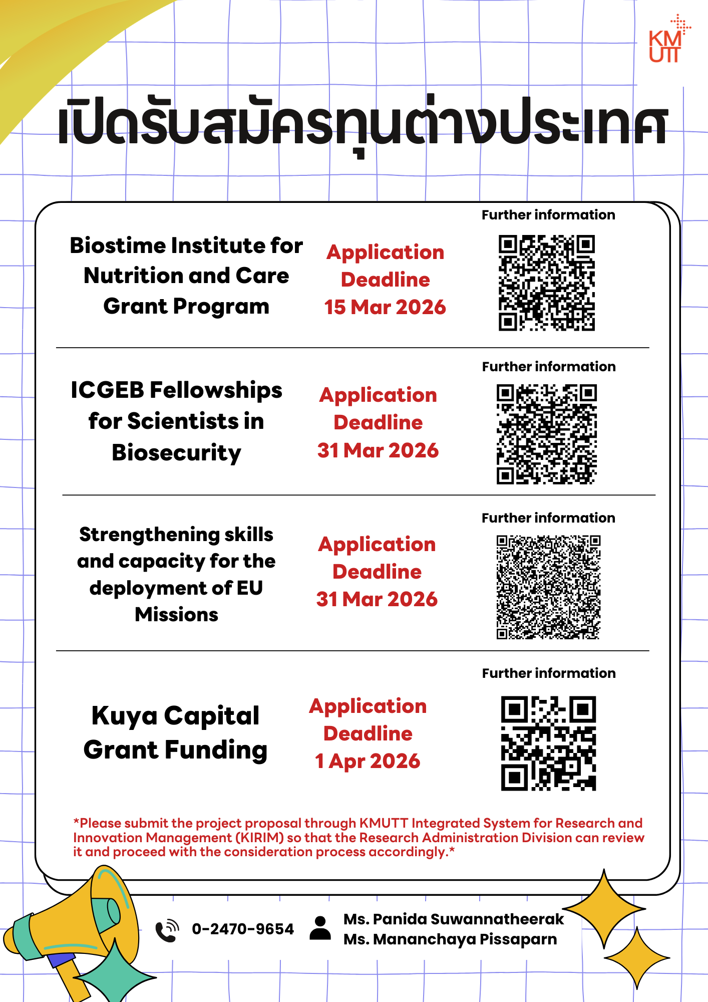 Four international research grants for 2026 are now open: