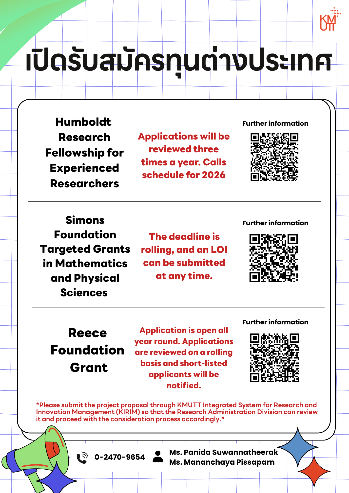 Three international research grants for 2026 are now open: