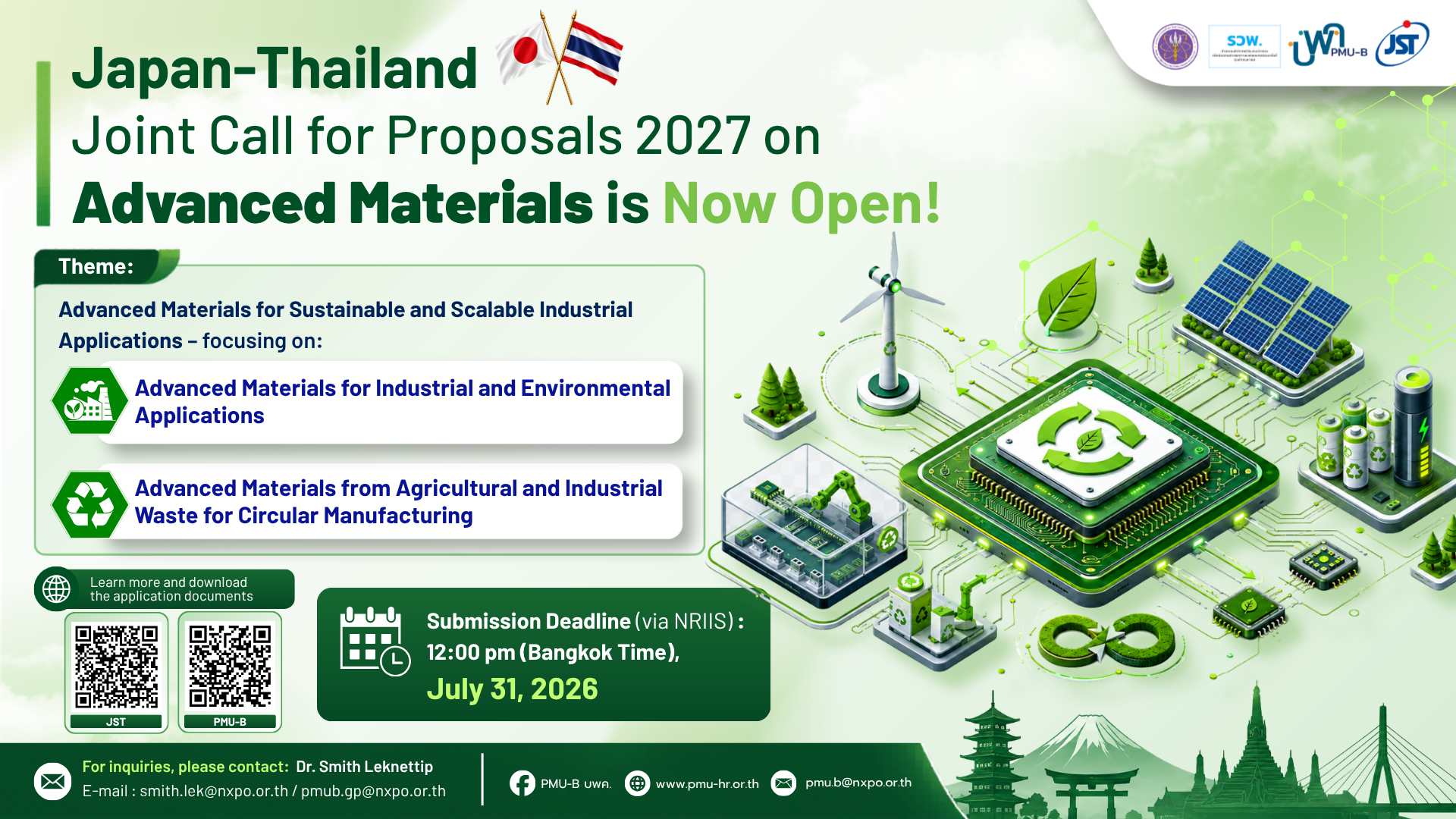 JST ประกาศรับข้อเสนอโครงการ Japan-Thailand Joint Call for Proposal 2027 on Advanced Materials