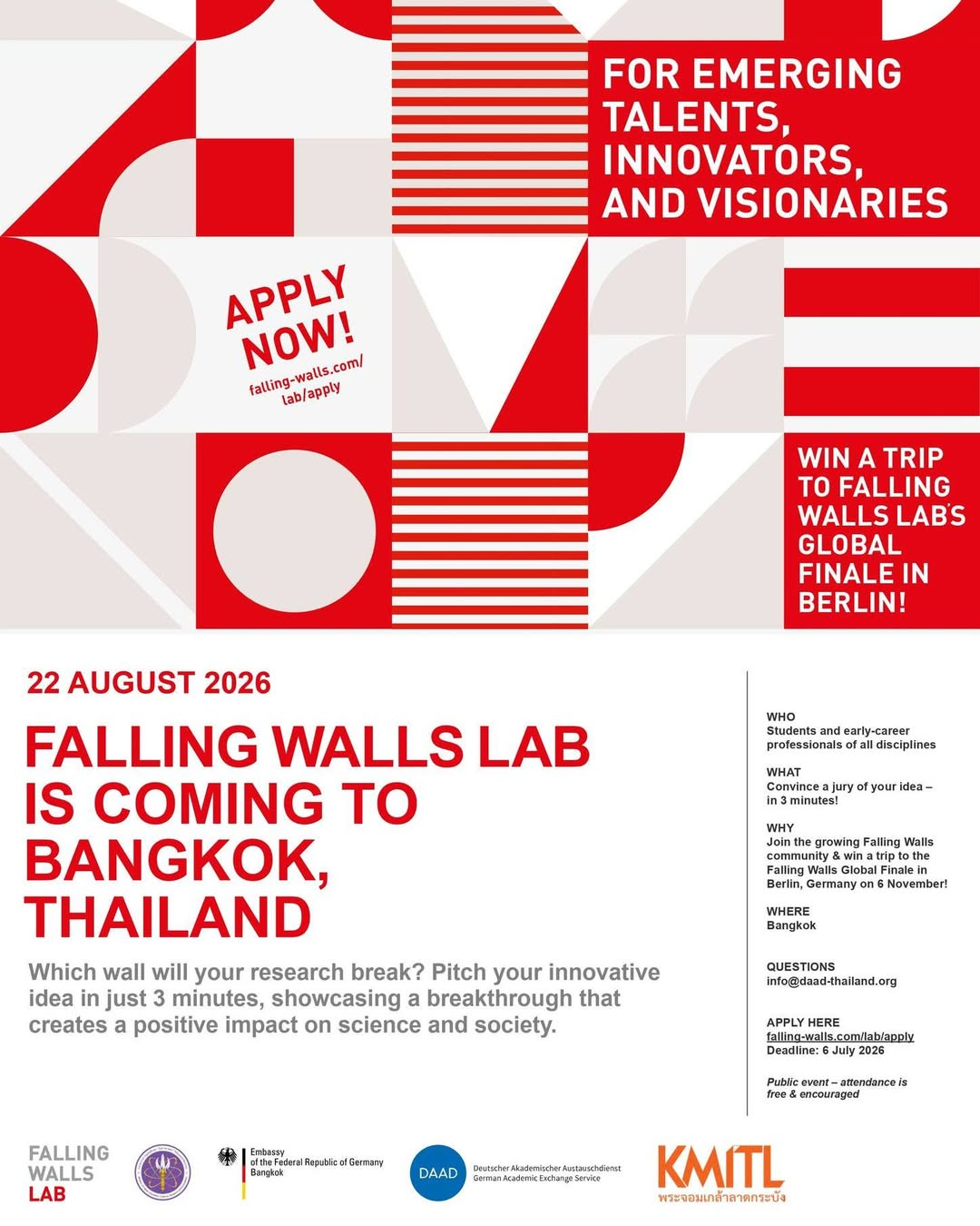 FALLING WALLS LAB IS COMING TO BANGKOK, THAILAND