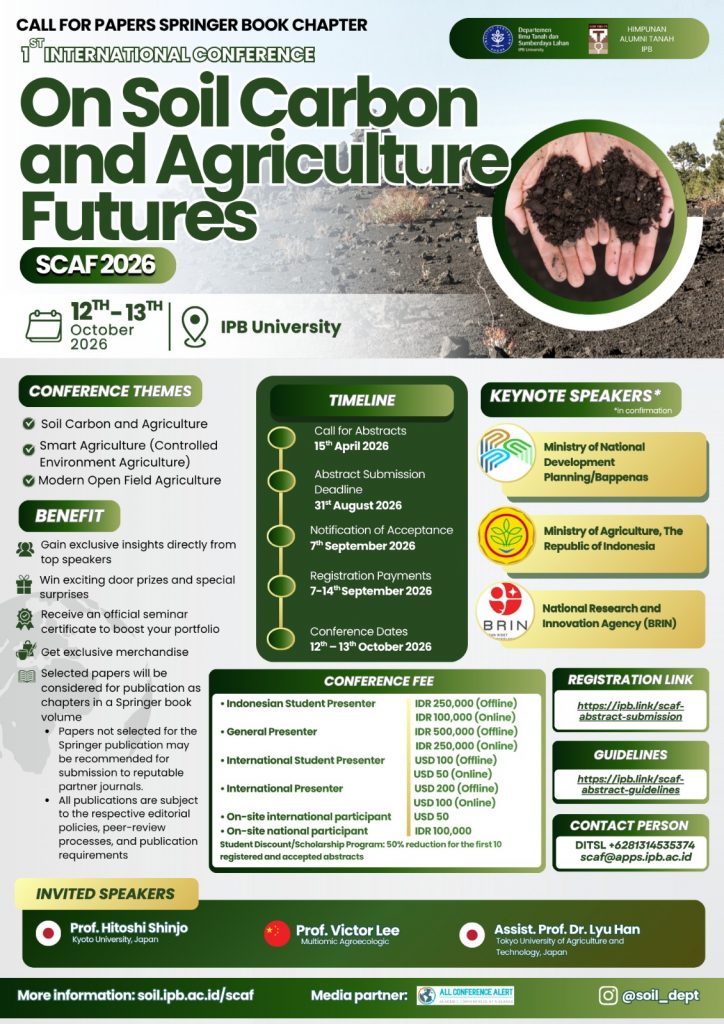 Invitation to Participate in the 1st International Conference on Soil Carbon and Agriculture Futures (SCAF 2026)