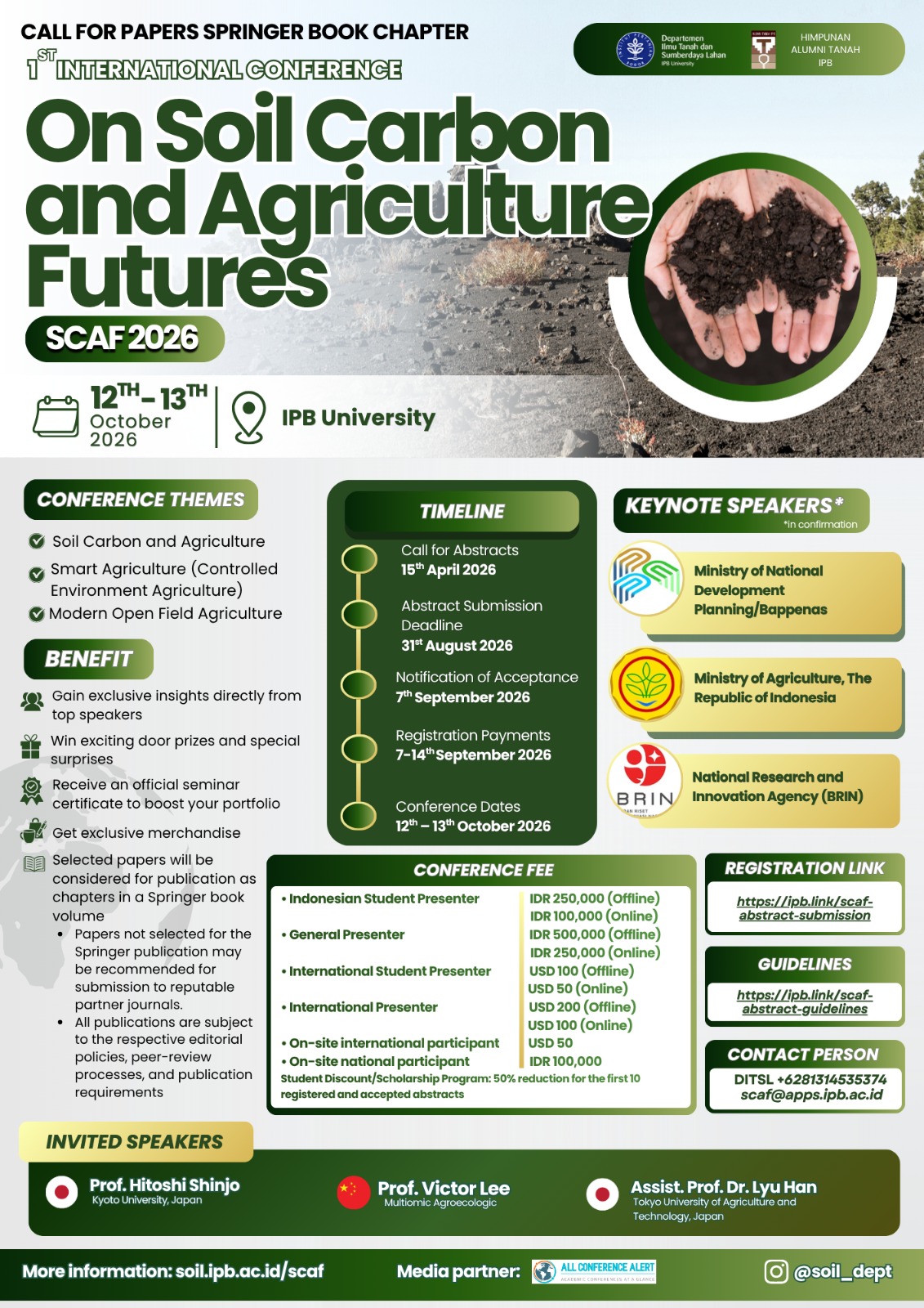 Invitation to Participate in the 1st International Conference on Soil Carbon and Agriculture Futures (SCAF 2026)