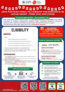 Japan Society for the Promotion of Science (JSPS) International Fellowships for Research in Japan