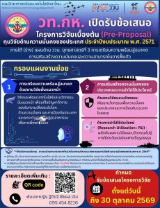 กรมวิทยาศาสตร์และเทคโนโลยีกลาโหม เปิดรับข้อเสนอโครงการวิจัยด้านความมั่นคงของประเทศ ประจำปีงบประมาณ พ.ศ. 2571